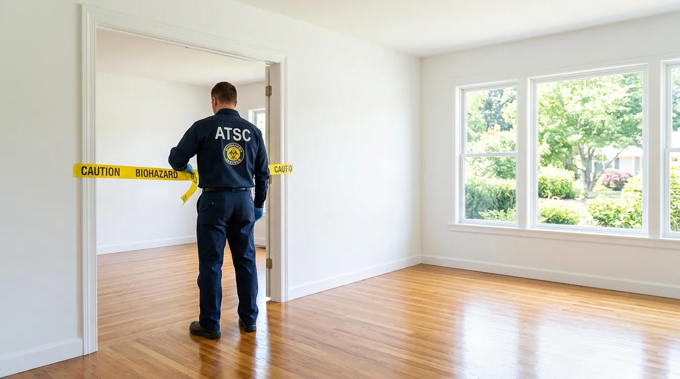 Certified biohazard cleanup crew performing Crime Scene Cleanup in Dyer